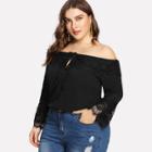 Shein Plus Lace Contrast Off Shoulder Tee