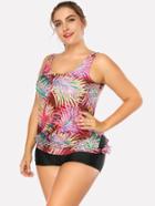 Shein Leaf Print Knot Tankini Set