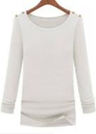 Rosewe Chic Round Neck Long Sleeve Woman T Shirt White