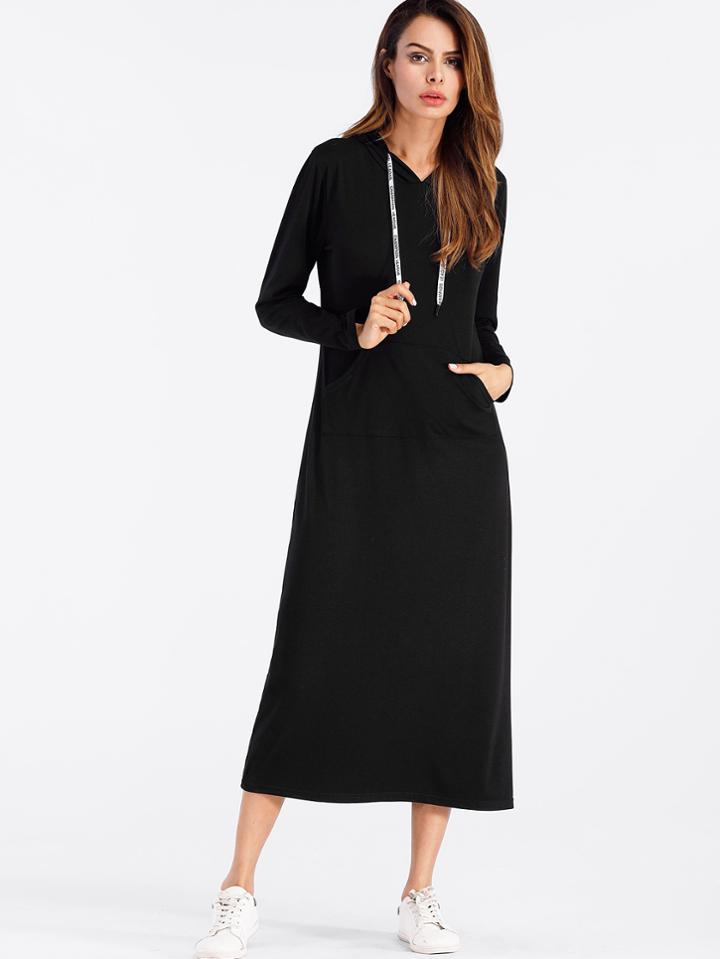Shein Letter Tape Hoodie Dress