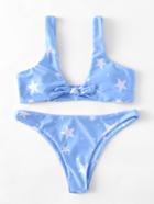 Shein Star Print Knot Front Bikini Set