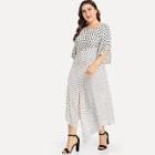 Shein Plus Split Bell Sleeve Cut And Sew Polka Dot Dress