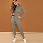 Shein Fitted Crop Top & Sweatpants Set
