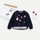 Shein Toddler Girls Contrast Lace Embroidered Sweatshirt