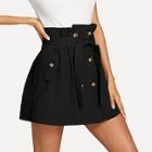 Shein Double Pocket Belted Skirt