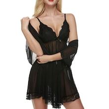 Shein Contrast Lace Slips With Thong & Shawl