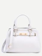 Shein White Pebbled Pu Handbag With Strap