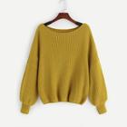 Shein Boat Neck Lantern Sleeve Jumper