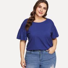 Shein Plus Shirred Bell Sleeve T-shirt