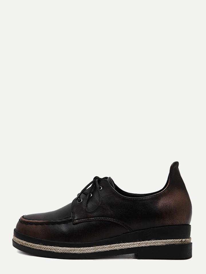 Shein Burgundy Faux Leather Lace Up Espadrille Shoes
