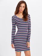 Shein Rib Knit Striped Bodycon Dress