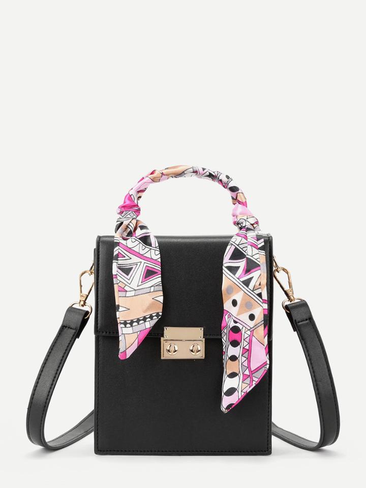 Shein Scarf Decorated Pu Crossbody Bag