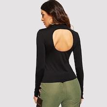 Shein High Neck Backless Tee