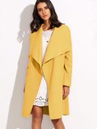 Shein Yellow Drop Shoulder Drape Collar Wrap Coat