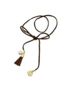 Shein Pu Leather Coffee Long Necklace