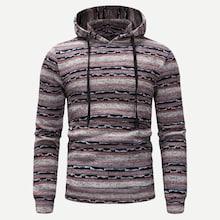 Shein Men Drawstring Detail Striped Hoodie