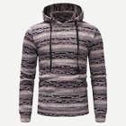 Shein Men Drawstring Detail Striped Hoodie
