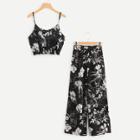 Shein Floral Print Crop Cami With Pants