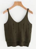 Shein High Low Eyelet Knit Top
