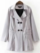 Shein Grey Double Breasted Trench Coat With Pocket