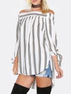 Shein Off The Shoulder Stripe Top Ivory