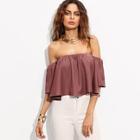 Shein Off Shoulder Solid Blouse