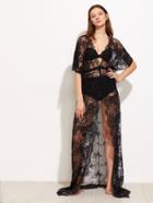 Shein Floral Eyelash Lace Scallop Trim Cover Up
