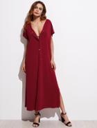 Shein Button Front Slit Maxi Dress