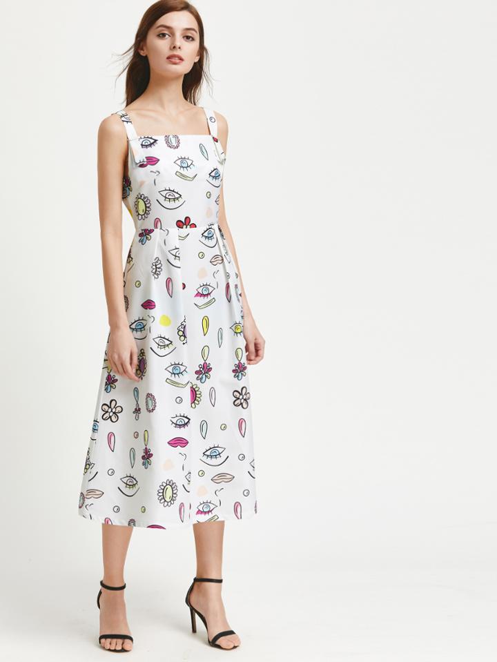 Shein Cartoon Print Box Pleat Dress