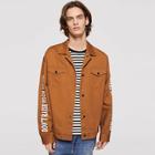 Shein Men Flap Pocket Front Lettering Jacket