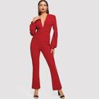 Shein Plunging Neck Solid Jumpsuit
