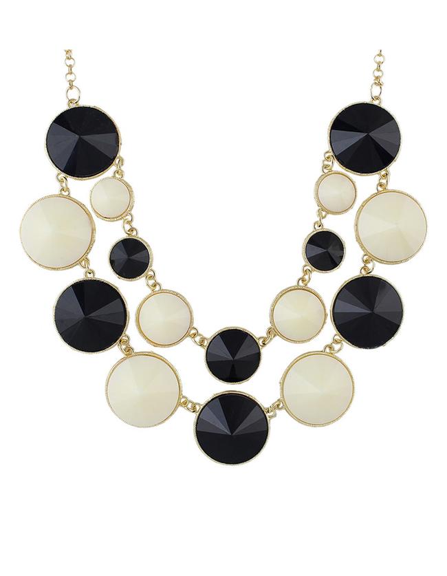 Shein Beigeblack Double Layers Statement Necklace