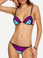 Shein Contrast Trim Color Block Bikini Set