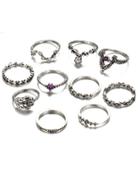Shein Rhinestone Multi Shaped Ring Set 10pcs