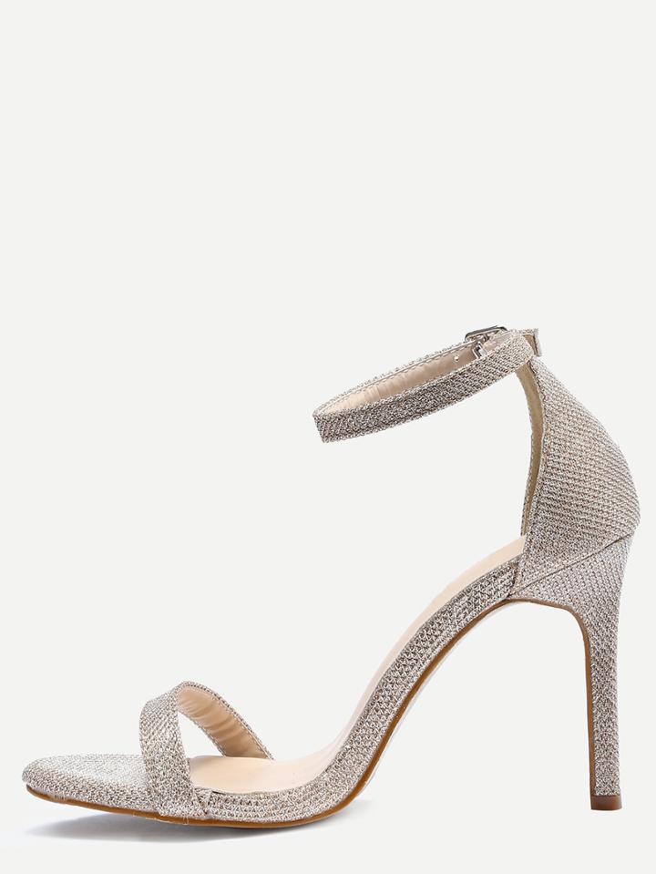 Shein Glittered Ankle Strap Stiletto Sandals Gold