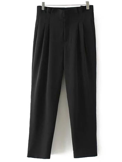 Shein Black Pockets Ruched Pant