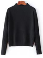 Shein Black Mock Neck Split Cuff Crop Knitwear