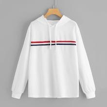 Shein Plus Contrast Taped Hooded Sweatshirt