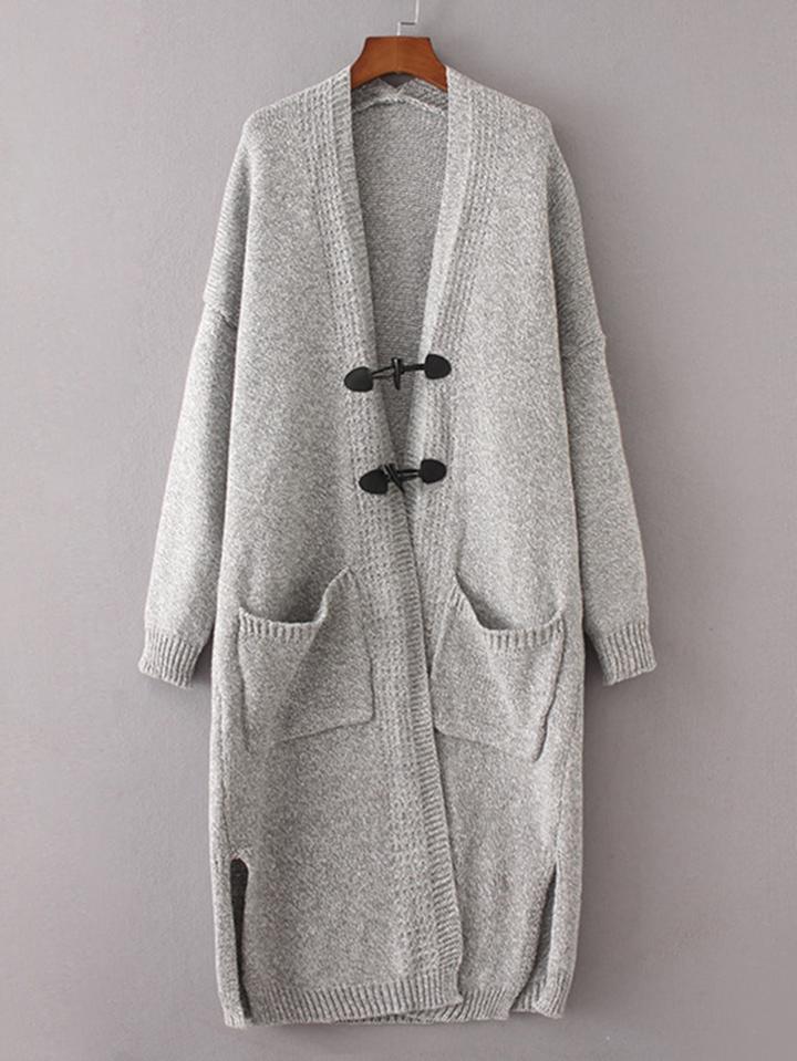 Shein Drop Shoulder Longline Duffle Cardigan