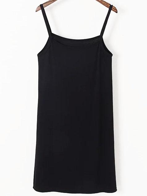 Shein Spaghetti Strap Modal Cotton Black Cami Dress
