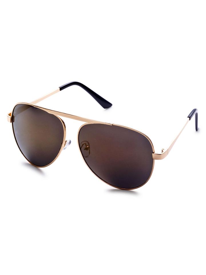 Shein Gold Metal Arm Aviator Sunglasses