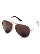 Shein Gold Metal Arm Aviator Sunglasses
