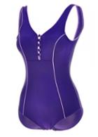 Rosewe White Edging Open Back Purple One Piece Swimwear