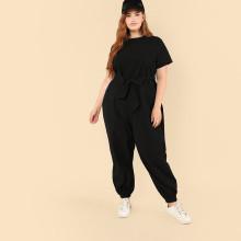 Shein Plus Drop Crotch Lantern Hem Jumpsuit