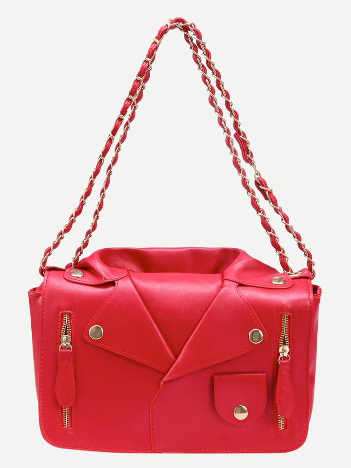 Shein Red Moto Jacket Shoulder Bag