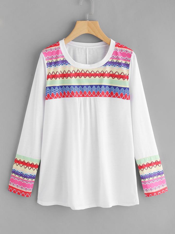 Shein Contrast Chevron Pattern Tee