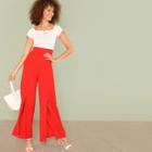 Shein Zip Bardot Neck Two Tone Split Jumpsuit