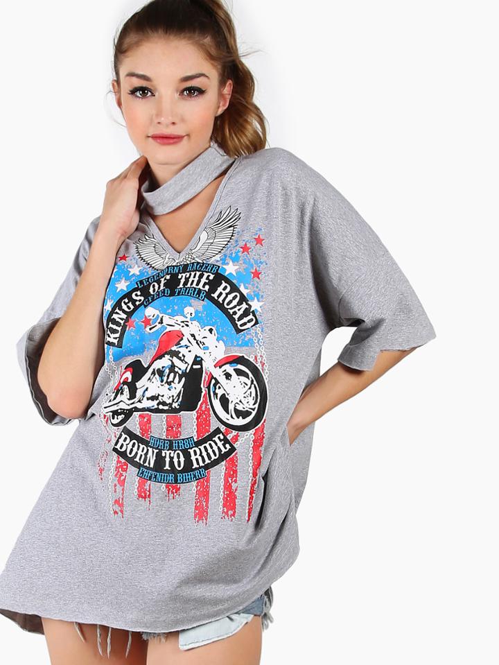 Shein Heather Grey Drop Shoulder High Low Tee