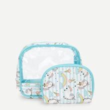 Shein Girls Cartoon Print Pouch 2pcs