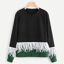 Shein Contrast Feather Color Block Sweatshirt